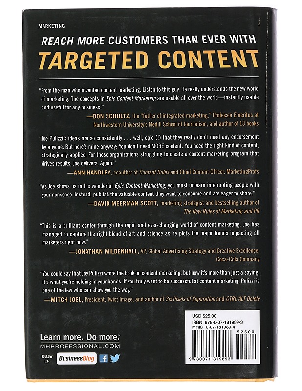 Epic content marketing : how to tell a different story, break through the clutter, and win more customers by marketing less - Joe Pulizzi - Tietokirjat ja oppaat - 10105419979 - 1