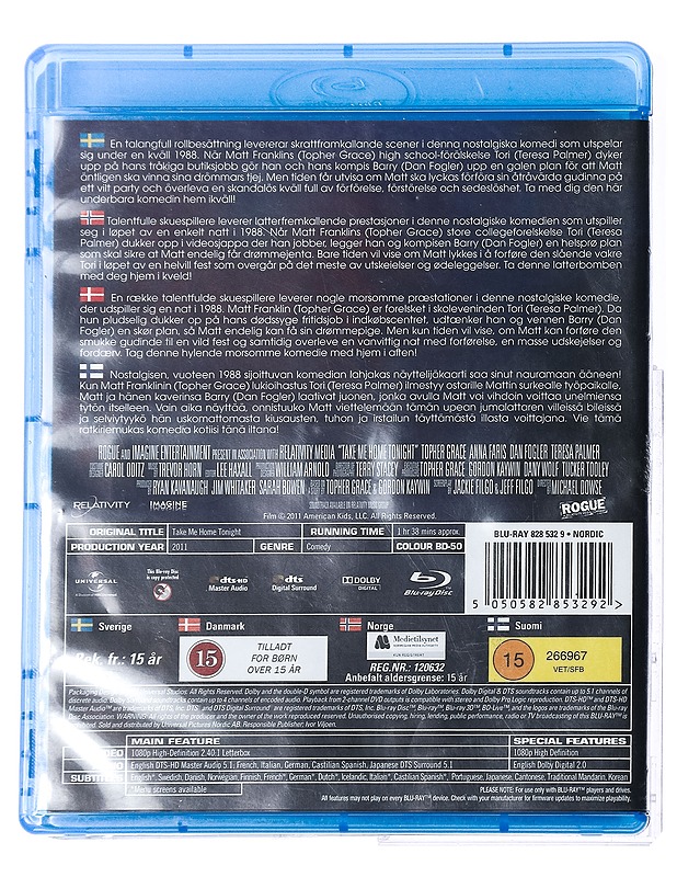 Take Me Home Tonight - Blu-ray - Blu-ray-levyt - 10105420065 - 1