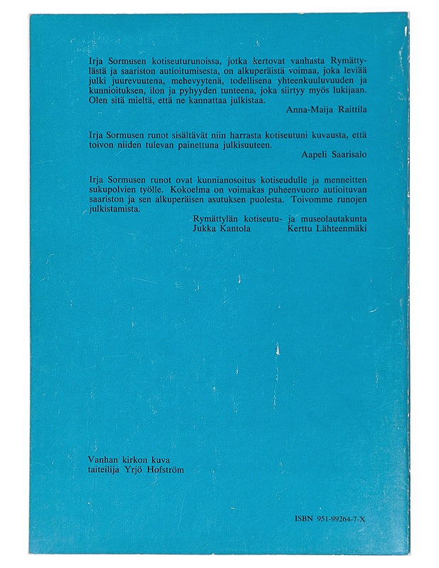 Saarilla Airiston takana : runoja - Irja Sormunen - Romaanit ja novellit - 10105420198 - 1