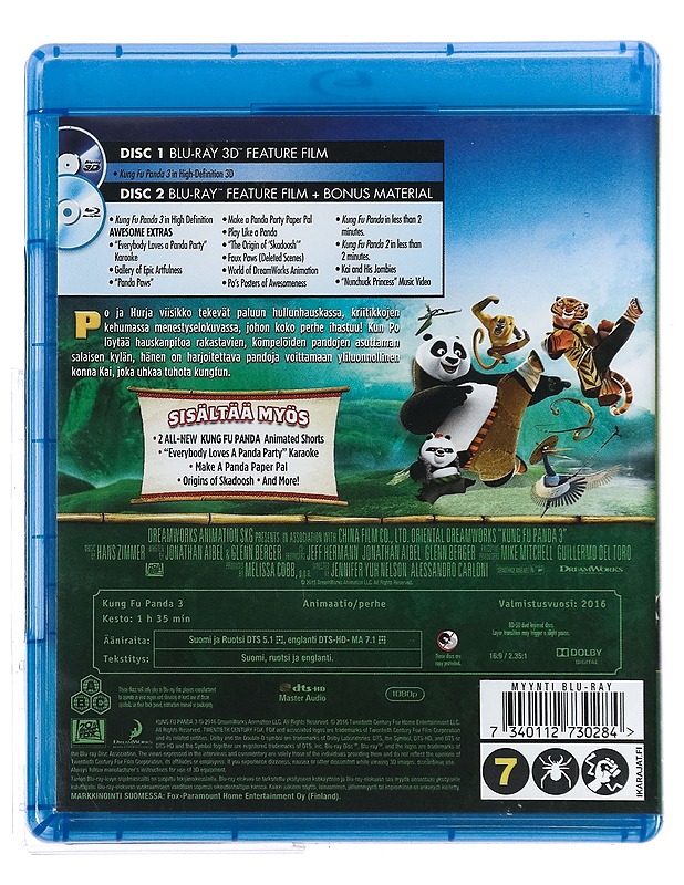 Kung Fu Panda 3 - Blu-ray - Blu-ray-levyt - 10105420292 - 1