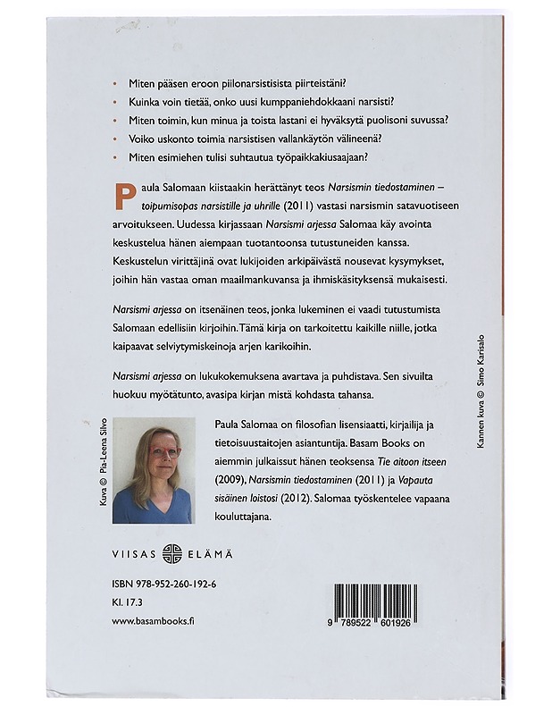 Narsismi arjessa : vastauksia henkilökohtaisiin kysymyksiin - Paula Salomaa - Tietokirjat ja oppaat - 10105420357 - 1