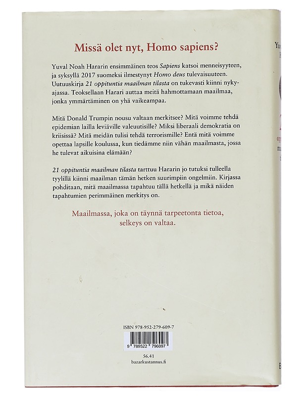 21 oppituntia maailman tilasta - Harari, Yuval Noah - Tietokirjat ja oppaat - 10105420423 - 1