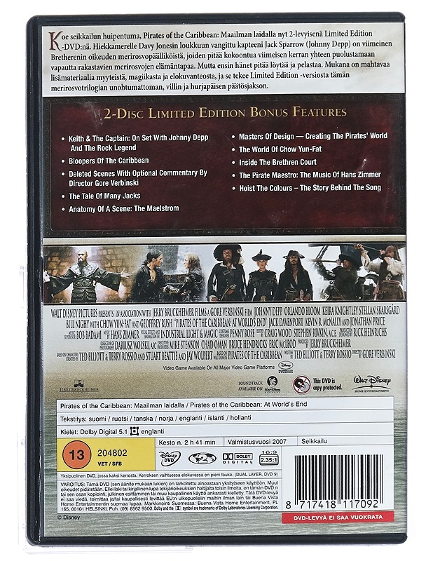 Pirates Of The Carribean: Maailman laidalla - DVD - DVD-elokuvat - 10105420450 - 1