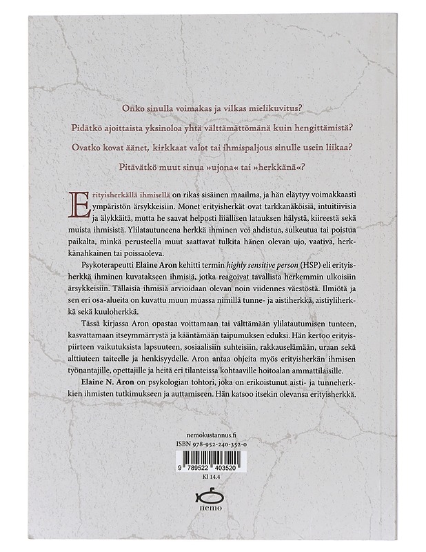 Erityisherkkä ihminen - Aron, Elaine N. - Tietokirjat ja oppaat - 10105420486 - 1