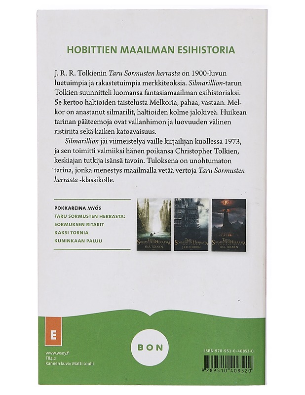 Silmarillion - Tolkien, J. R. R. - Fantasia- ja scifi - 10105420528 - 1