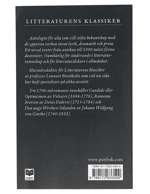 Litteraturens klassiker. Tre 1700-talsromaner - Lennart Breitholtz - Romaanit ja novellit - 10105421327 - 1