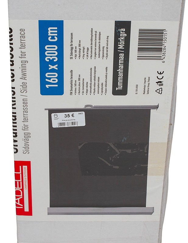 TABELL sivumarkiisi terassille, 160x300 cm - Rakennustarvikkeet - 10105421394 - 1