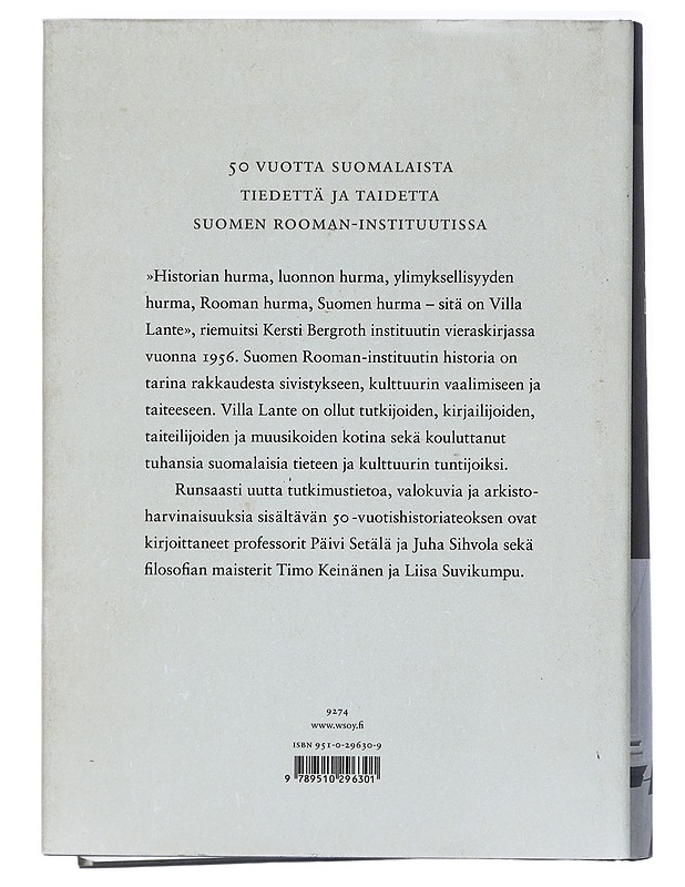 Villa Lante : Suomen Rooman-instituutti 1954-2004 - Setälä, Päivi - Historiakirjat - 10105421599 - 1