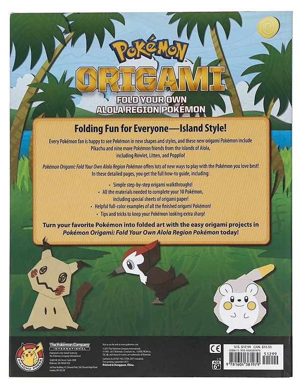 Pokémon Origami: Fold Your Own Alola Region Pokémon - Lastenkirjat - 10105421747 - 1