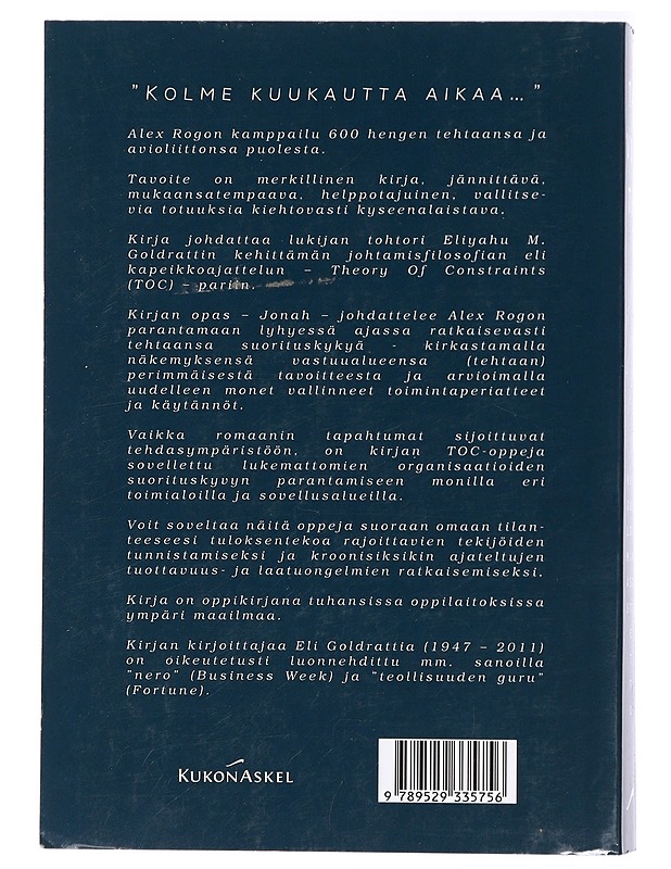 Tavoite - liyahu M. Goldratt, Jeff Cox - Romaanit ja novellit - 10105421826 - 1