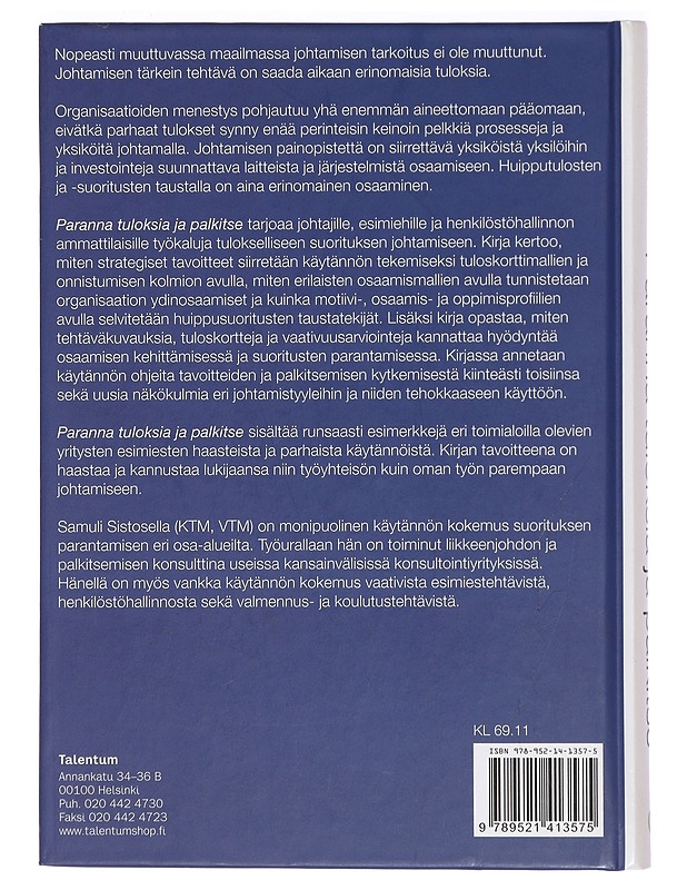 Paranna tuloksia ja palkitse - Samuli Sistonen - Tietokirjat ja oppaat - 10105422234 - 1