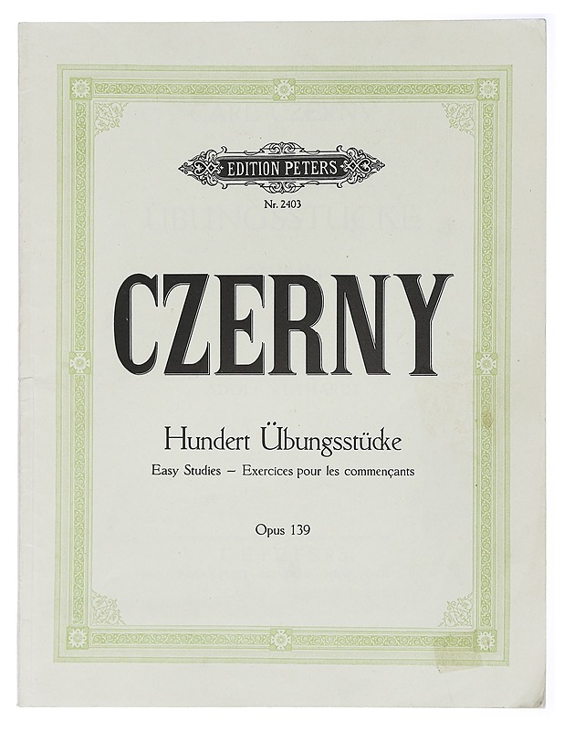 Czerny : Hundert Übungsstücke, Opus 139 - Easy Studies - Musiikki- ja elokuvakirjat - 10105422304 - 0