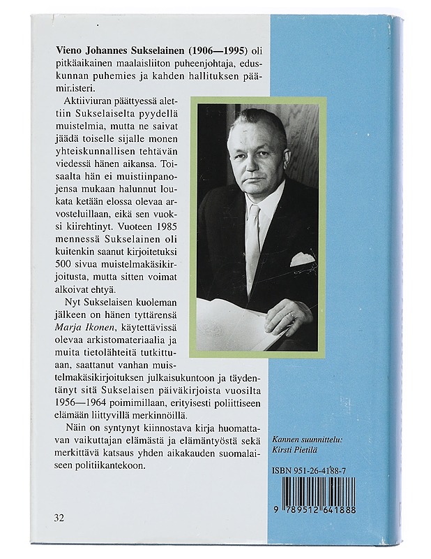 Halusin valtiomieheksi - V. J. Sukselainen, Marja Ikonen - Elämäkerrat ja muistelmat - 10105422828 - 1