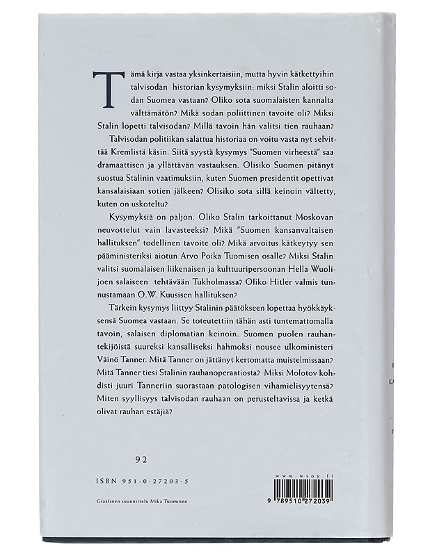 Kansakunnan syyllisyys : talvisotaan 1939-1940 - Hannu Rautkallio - Historiakirjat - 10105422835 - 1