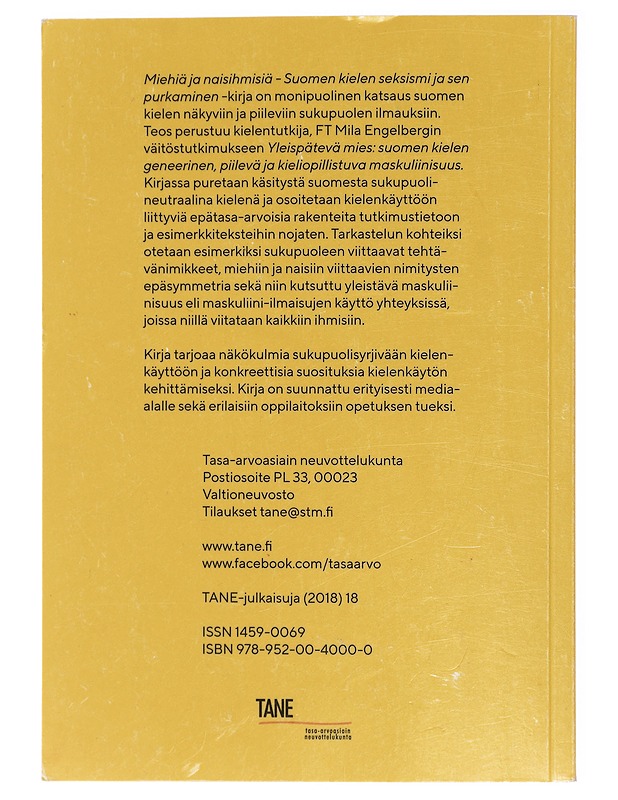 Miehiä ja naisihmisiä : suomen kielen seksismi ja sen purkaminen - Mila Engelberg - Tietokirjat ja oppaat - 10105423051 - 1
