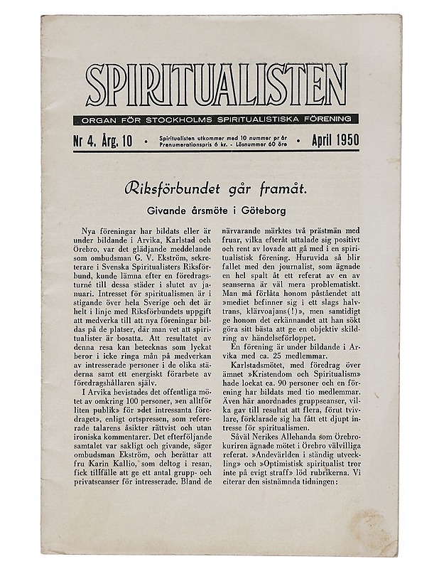 Spiritualisten, 4/1950 - Lehdet - 10105423064 - 0