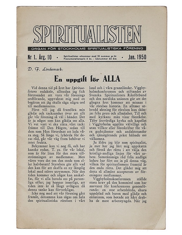 Spiritualisten, 1/1950 - Lehdet - 10105423078 - 0