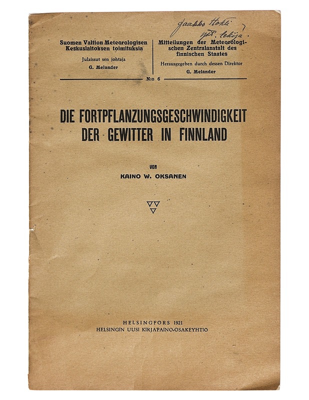 Die fortpflanzungsgeschwindigkeit : der gewitter in finland - Kaino W. Oksanen - Tietokirjat ja oppaat - 10105423138 - 0