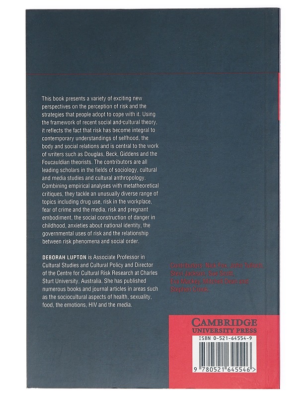 Risk and sociocultural theory : new directions and perspectives - Lupton, Deborah - Tietokirjat ja oppaat - 10105423376 - 1