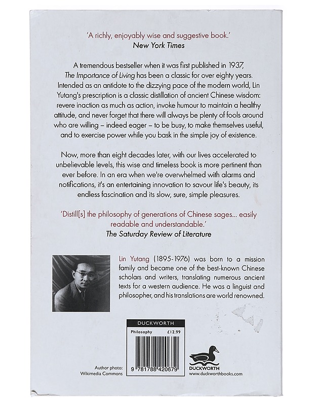 Importance Of Living - Yutang, Lin - Historiakirjat - 10105423447 - 1