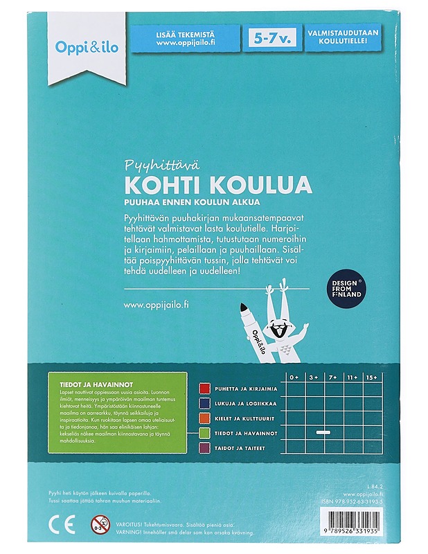 Pyyhittävä kohti koulua -puuhakirja 6-7 v : puuhaa ennen koulun alkua - Hurme, Kira - Lastenkirjat - 10105423532 - 1