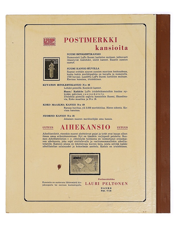 Koko maailma postimerkkikansio : N:o 19 - Lauri Peltonen - Harrastekirjat - 10105423537 - 1