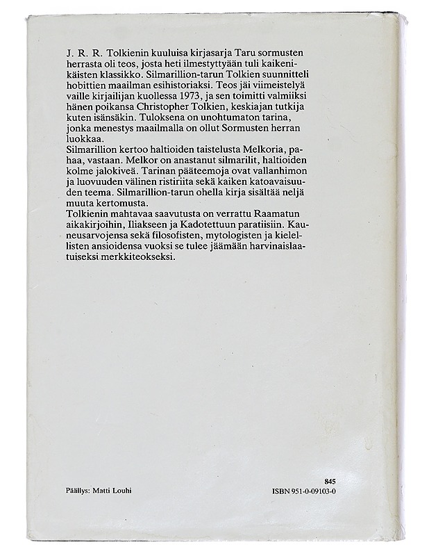 Silmarillion - Tolkien, J. R. R. - Kaunokirjallisuus - 10105423620 - 1