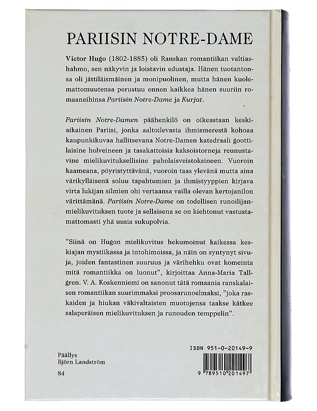 Pariisin Notre-Dame - Hugo, Victor - Kaunokirjallisuus - 10105423804 - 1