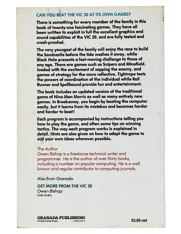 The VIC 20 Games Book, 21 challenging games - Owen Bishop - Tietokirjat ja oppaat - 10105423930 - 1