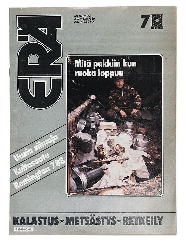 Erä No 7 , Syyskuu 1980 - Kalastus + Metsästys + Retkeily - Lehdet - 10105424150 - 0