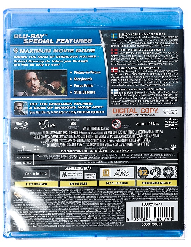 Sherlock Holmes: A Game of Shadows - Blu-Ray - Blu-ray-levyt - 10105424413 - 1
