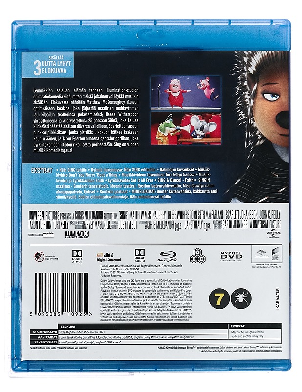 Sing-Blu-Ray - Blu-ray-levyt - 10105424516 - 1