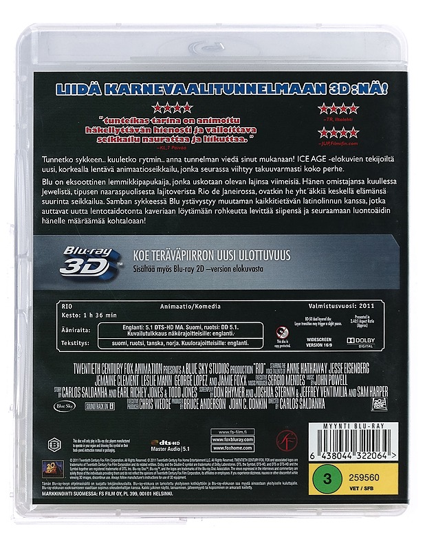 Rio 3D - Blu-Ray  - Blu-ray-levyt - 10105424526 - 1