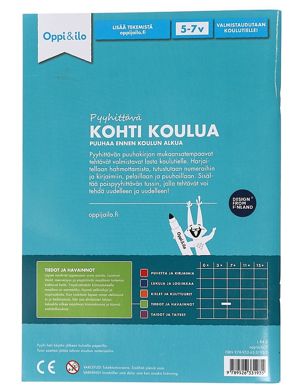 Pyyhittävä kohti koulua -puuhakirja 6-7 v : puuhaa ennen koulun alkua - Hurme, Kira - Lastenkirjat - 10105424669 - 1