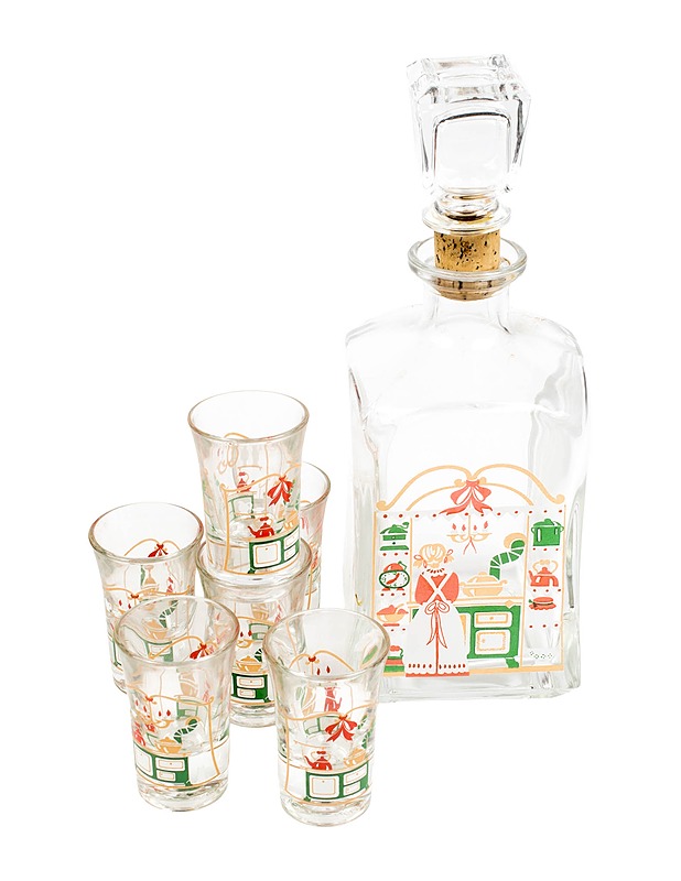 BORMIOLI ROCCO Christmas Set karahvi ja snapsilasit,  7 osaa - Joulutuotteet - 10105424832 - 1