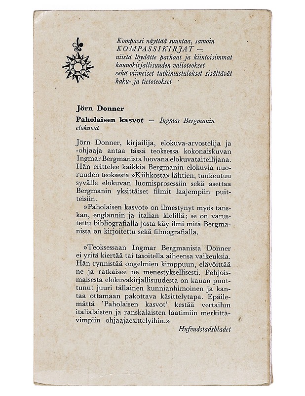 Paholaisen kasvot - Jörn Donner - Elämäkerrat ja muistelmat - 10105425081 - 1