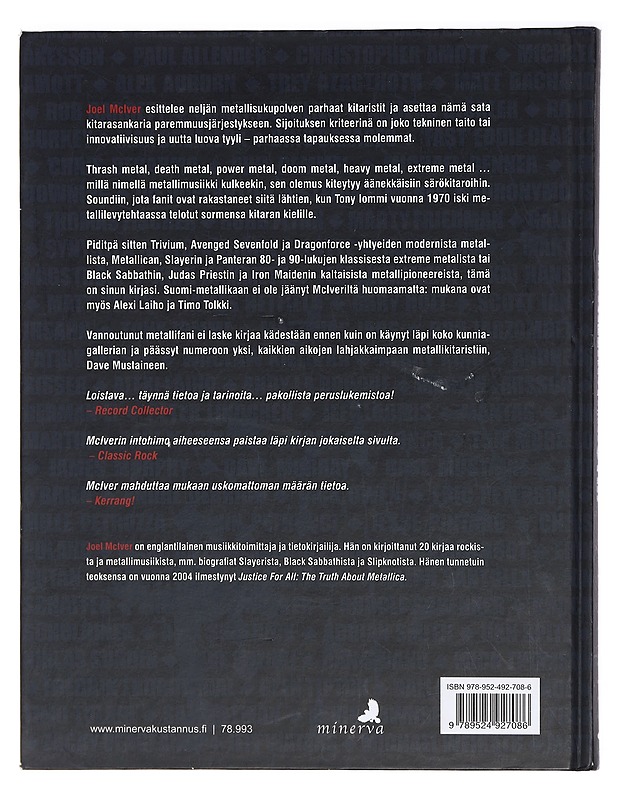 100 kovinta metallikitaristia - McIver, Joel - Musiikki- ja elokuvakirjat - 10105425102 - 1