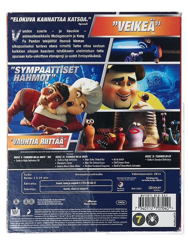 Turbo 3D-Blu-Ray + DVD - Blu-ray-levyt - 10105425195 - 1