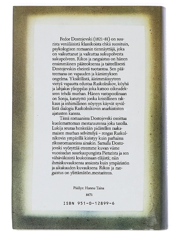 Rikos ja rangaistus : Kuusiosainen romaani jälkilauseineen - Dostoevskij, F. M. - Romaanit ja novellit - 10105425226 - 1