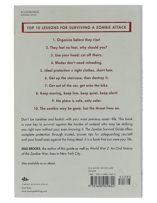 The Zombie Survival Guide : Complete Protection from the Living Dead - Brooks, Max - Fantasia- ja scifi - 10105425951 - 1