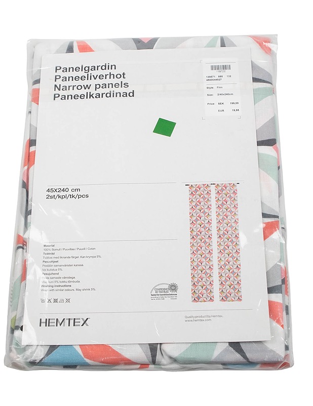 HEMTEX paneeliverho, 45 x 240 cm, 2 kpl - Verhot ja kapat - 10105426057 - 1