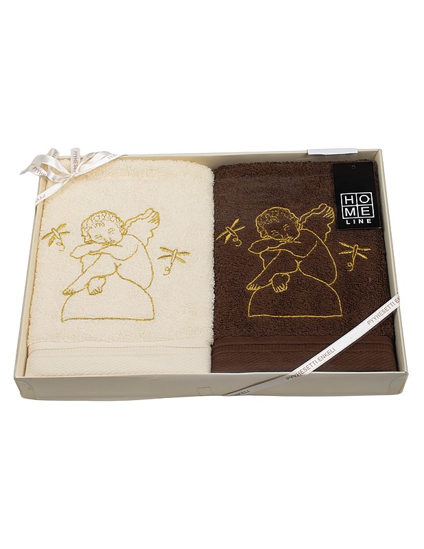 HOME LINE Enkeli käsipyyhe, 50 x 70 cm, 2 kpl - Pyyhkeet - 10105426169 - 0