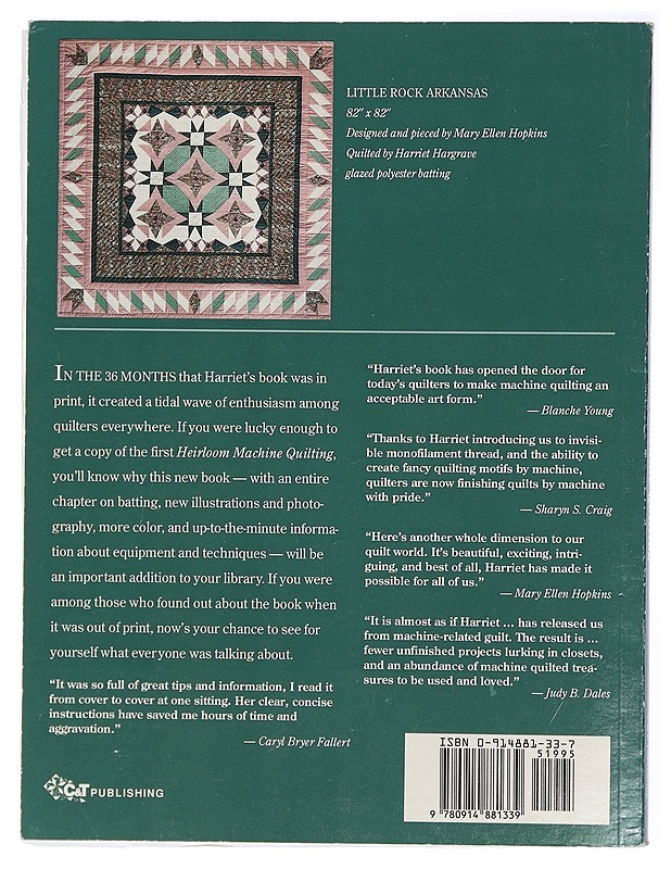 Heirloom Machine Quilting. Completely Revised and Expanded - Harriet Hargrave - Harrastekirjat - 10105426513 - 1