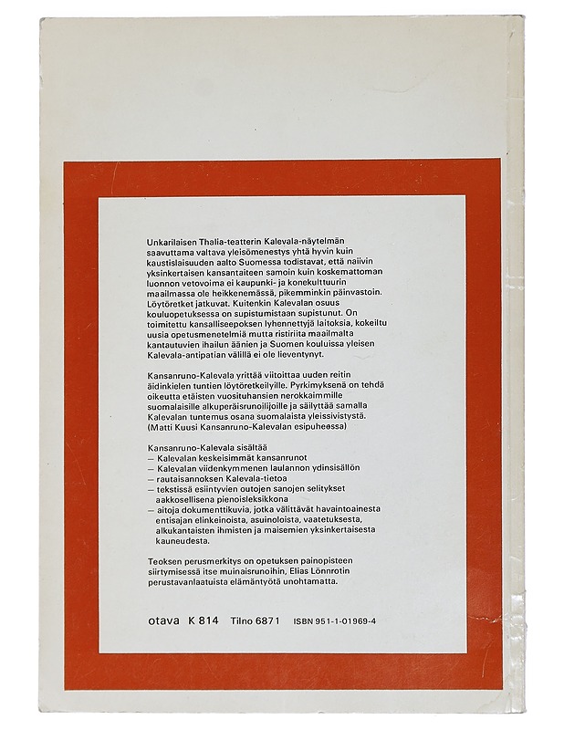 Kansanruno-Kalevala - Kuusi, Matti - Romaanit ja novellit - 10105426711 - 1