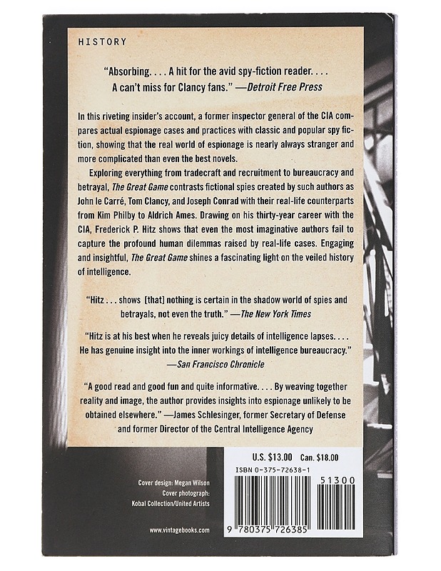 The Great Game. The Myths and Reality of Espionage - Frederick P. Hitz - Tietokirjat - 10105426890 - 1