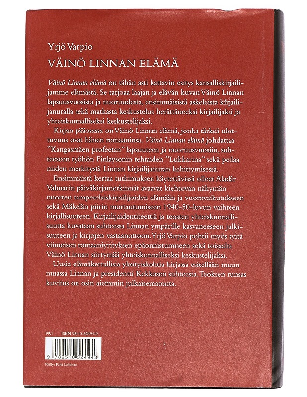 Väinö Linnan elämä - Yrjö Varpio - Elämäkerrat ja muistelmat - 10105426961 - 1