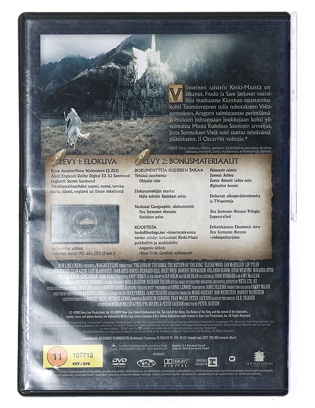 Taru Sormusten Herrasta: Kuninkaan paluu - DVD - DVD-elokuvat - 10105427102 - 1
