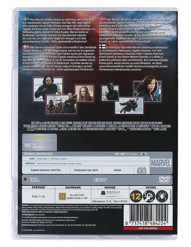 Captain America: Civil War - DVD - DVD-elokuvat - 10105427136 - 1