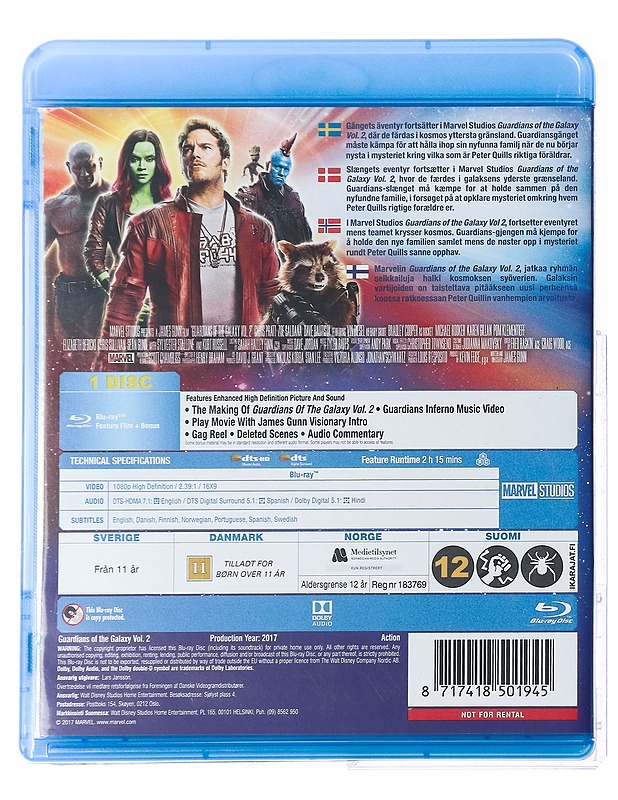 Guardians Of The Galaxy Vol 2- Blu-Ray - Blu-ray-levyt - 10105427232 - 1