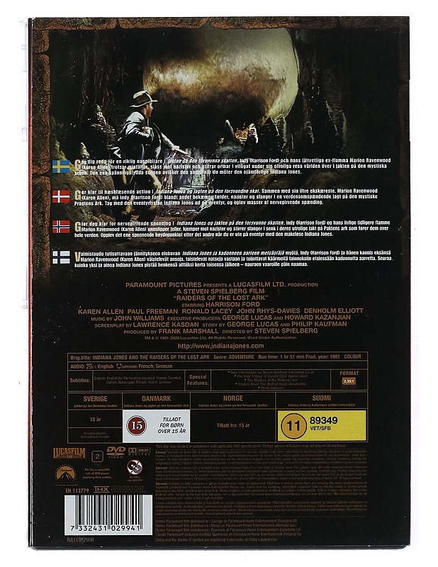 Indiana Jones and the Raiders of the Lost Ark - DVD - DVD-elokuvat - 10105427229 - 1